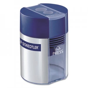 Staedtler Handheld Manual Double-Hole Plastic Sharpener, 3.25" x 1.75" x 2.2", Randomly Assorted Colors STD512001BK03 512