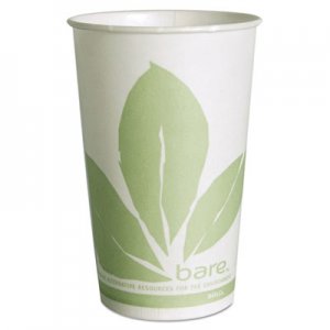 SOLO Cup Company Bare Eco-Forward Treated Paper Cold Cups, 16 oz, Green/White, 100/Sleeve 10 Sleeves/Carton SCCRW16BBD110CT