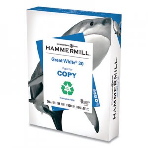 Hammermill Great White 30 Recycled Print Paper, 92 Bright, 20lb, 8.5 x 11, White, 500/Ream HAM86700RM
