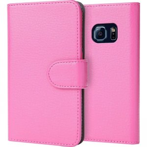 i-Blason Galaxy S6 Leather Book Folio Wallet Case S6-LB-PINK