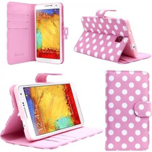 i-Blason Samsung Galaxy Note III Leather Slim Book Case with Stand Feature Dalmatian Pink NOTE3-LTH-DALPNK