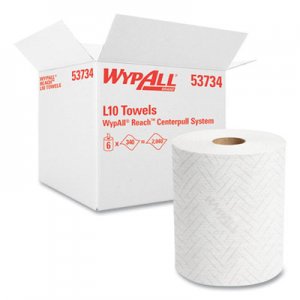 WypAll Reach System Roll Towel, 1-Ply, 11 x 7, White, 340/Roll, 6 Rolls/Carton KCC53734 53734