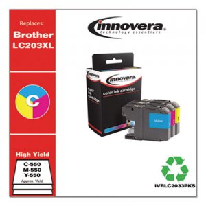 Innovera Remanufactured Cyan/Magenta/Yellow High-Yield Ink, Replacement for Brother LC2033PKS, 550 Page-Yield IVRLC2033PKS