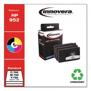 Innovera Remanufactured Cyan/Magenta/Yellow Ink, Replacement for HP 952 (N9K27AN), 700 Page-Yield IVR952CMY