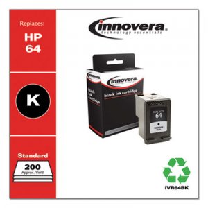 Innovera Remanufactured Black Ink, Replacement for HP 64 (N9J90AN), 200 Page-Yield IVR64BK