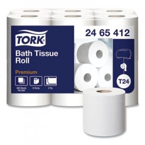 Tork Premium Poly-Pack Bath Tissue, Septic Safe, 2-Ply, White, 4.1" x 4", 400 Sheets/Roll, 12 Rolls
