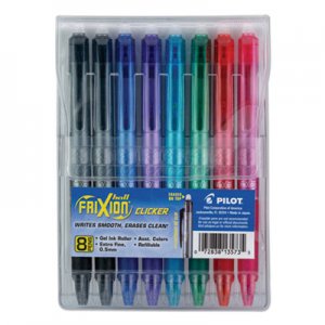 Pilot FriXion Clicker Erasable Retractable Gel Pen, Extra-Fine 0.5 mm, Assorted Ink/Barrel, 8/Set PIL13573 13573