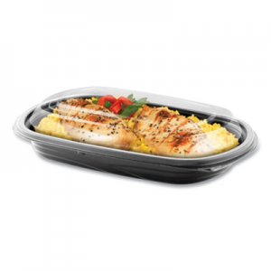 Anchor Packaging MicroRaves Wave Container and Dome Lid Combo, 16 oz, 6.35 x 8.79 x 1.72, Black