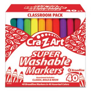 Cra-Z-Art Super Washable Markers, Broad Bullet Tip, Assorted Colors, 40/Set CZA740106 740106