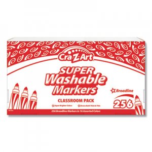 Cra-Z-Art Super Washable Markers, Broad Bullet Tip, 16 Assorted Colors, 256/Set CZA740091 740091