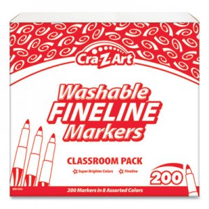Cra-Z-Art Washable Fineline Markers, Fine Bullet Tip, 8 Assorted Colors, 200/Set CZA740071 740071