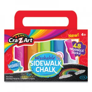 Cra-Z-Art Washable Sidewalk Chalk, Triangle Shaped, 48 Assorted Bright Colors, 48 Sticks/Set CZA10880 10880
