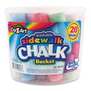 Cra-Z-Art Washable Sidewalk Jumbo Chalk in Storage Bucket with Lid and Handle, 20 Assorted Colors CZA108076 108076