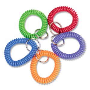 CONTROLTEK Wrist Key Coil Key Organizers, Blue; Green; Orange; Purple; Red, 10/Pack CNK565104 565104