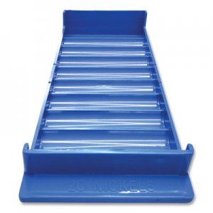 CONTROLTEK Stackable Plastic Coin Tray, Nickels, 10 Compartments, Blue, 2/Pack CNK560561 560561