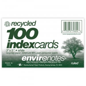 Roaring Spring Recycled Index Cards 3"x5" Ruled WHT 74824 ROA74824