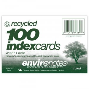 Roaring Spring Recycled Index Cards 4"x6" Ruled WHT 74834 ROA74834