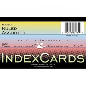 Roaring Spring Index Cards 3"x5" Ruled Asstd Colors 83369 ROA83369