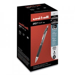 Uni-Ball 207PLUS+ Retractable Gel Pen, Medium 0.7 mm, Black Ink, Black Barrel, 36/Pack UBC24449116 70158