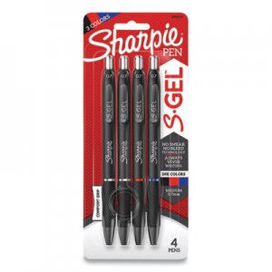 Sharpie S-Gel S-Gel Retractable Gel Pen, Medium 0.7 mm, Assorted Ink, Black Barrel, 4/Pack SAN24424586 2096174