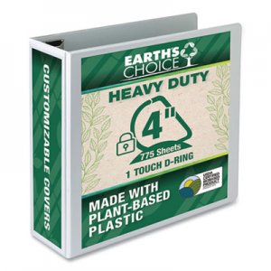 Samsill Earth's Choice Heavy-Duty Biobased One-Touch Locking D-Ring View Binder, 3 Rings, 4" Capacity, 11 x