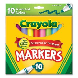 Crayola Non-Washable Marker, Broad Bullet Tip, Assorted Tropical Colors, 10/Pack CYO168538 58-7725