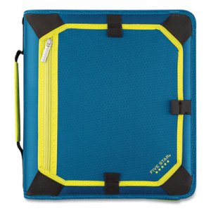 Five Star Zipper Binder, 3 Rings, 2" Capacity, 11 x 8.5, Teal/Yellow Accents ACC24440216 29052IH8