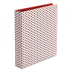 Oxford Punch Pop Fashion Binder, 3 Rings, 1.5" Capacity, 11 x 8.5, White/Red Polka Dot Design OXF24412310