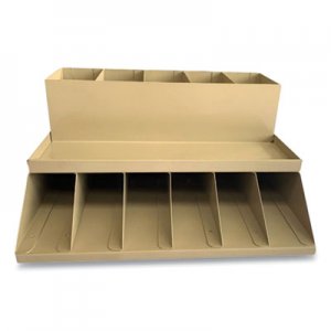 CONTROLTEK Coin Wrapper and Bill Strap Two-Tier Rack, 11 Compartments, 9.38 x 8.13 4.63, Metal, Pebble