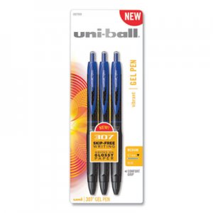 Uni-Ball 307 Retractable Gel Pen, Medium 0.7 mm, Blue Ink/Barrel, 3/Pack UBC1498874 1927593