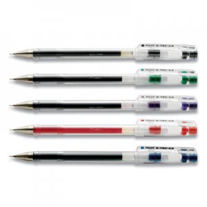 Pilot G-TEC-C Ultra Stick Gel Pen, Ultra-Fine 0.4 mm, Assorted Color Ink, Clear Barrel, 5/Pack