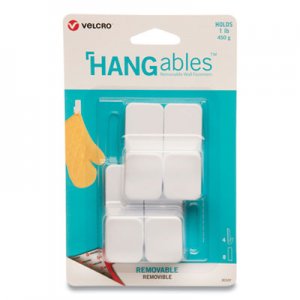 VELCRO Brand HANGables Removable Wall Hooks, Small, 1 lb Capacity, White, 4 Hooks and 4 Fasteners VEK24357324 VEL-30107-USA