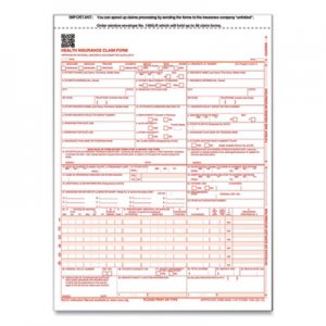 ComplyRight CMS-1500 Health Insurance Claim Forms, One-Part, 8.5 x 11, 100/Pack TFP1032415 650657