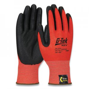 G-Tek KEV Hi-Vis Seamless Knit Kevlar Gloves, Large, Red/Black PID2742422 09-K1640/L