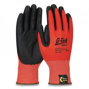G-Tek KEV Hi-Vis Seamless Knit Kevlar Gloves, Medium, Red/Black PID2742421 09-K1640/M