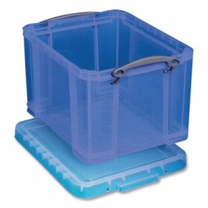 Really Useful Box Snap-Lid Storage Bin, 8.45 gal, 14" x 18" x 12.25", Transparent Blue RUA325786 32TBL