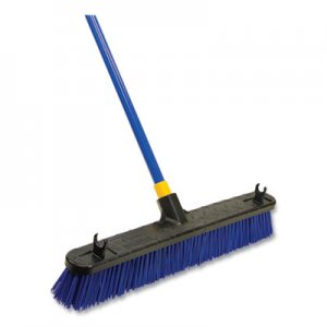 Quickie Bulldozer Rough Surface Pushbroom, 24" Brush, 60" Handle, PET/Powder Coated Steel, Blue/Black QCK2837107 599