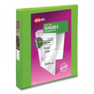 Avery Durable View Binder with DuraHinge and Slant Rings, 3 Rings, 1" Capacity, 11 x 8.5, Bright Green AVE585864