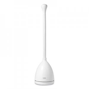 OXO Good Grips Toilet Plunger and Canister, 24" Handle, 6" Dia Bowl, White OXO24380705 12241700