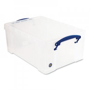 Really Useful Box Snap-Lid Storage Bin, 2.38 gal, 10.25" x 14.5" x 6.25", Clear/Blue