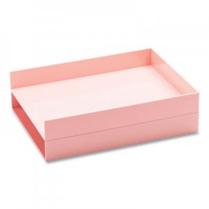 Poppin Stackable Mail and Accessory Trays, 1 Section, Letter Size Files, 9.75 x 12.5 x 1.75, Blush
