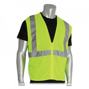 PIP Zipper Safety Vest, Hi-Viz Lime Yellow, Large PID1074213 302-MVGZLY-L