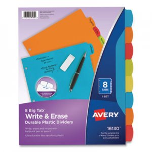 Avery Big Tab Write and Erase Durable Plastic Dividers, 8-Tab, Letter, Assorted, 1 Set AVE2609668 16130