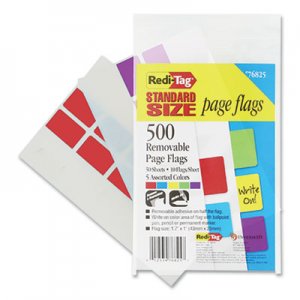 Redi-Tag Removable Page Flags, Red/Blue/Green/Yellow/Purple, 100/Color, 500/Pack RTG609111 76825