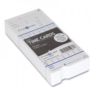 Pyramid Technologies Time Cards for 2000 and 6000 Series Time Clocks, Monthly, Two Sided, 3.38 x 7.44, 100