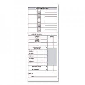 Pyramid Technologies Time Cards for Models 1000, 2000 Time Clocks, Weekly, Two Sided, 3.5 x 9, 100/Pack PTI600966