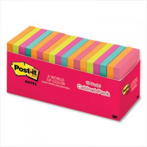 Post-it Notes Original Pads in Cape Town Colors, 3 x 3, 100 Sheets/Pad, 6 Pads/Pack MMM1611322 65418CTCP