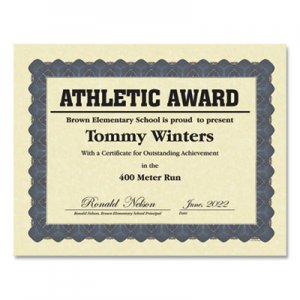 Great Papers! Metallic Border Certificates, 11 x 8.5, Ivory/Blue, 100/Pack GRP460163 934400