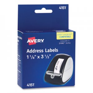 Avery Thermal Printer Labels, Thermal Printers, 1.13 x 3.5, Clear, 120/Roll, 1 Roll/Pack AVE469825 04151