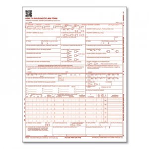 Adams CMS Health Insurance Claim Form, One-Part, 8.5 x 11, 100 Forms ABF486075 CMS1500L1V